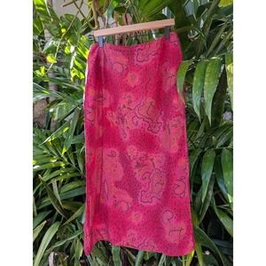 Vintage 100% silk Maxi skirt 14 whimsygoth 90s Worthington Pink Abstract Boho